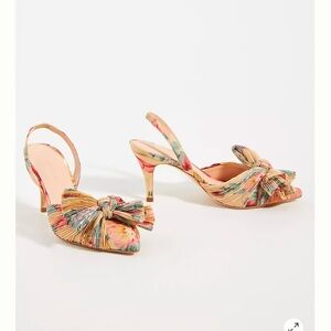 Loeffler Randall Sylvana Floral Bow Slingback Heels